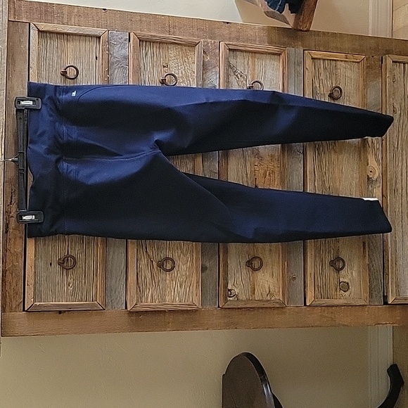 Ralph Lauren Navy Blue/White Side Stripe Leggings, Logo/Saddle Back Riding Med - Picture 2 of 11